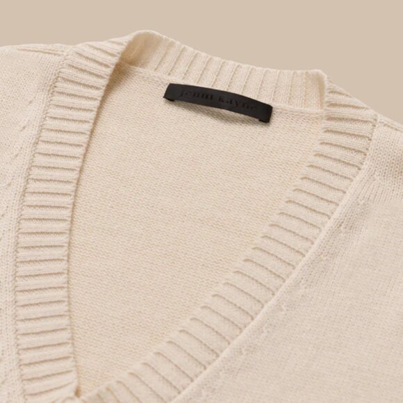 Jenni Kayne Simone V-Neck Sweater XS/S/M Ivory Off White Wool Quiet Lux - Picture 8 of 9